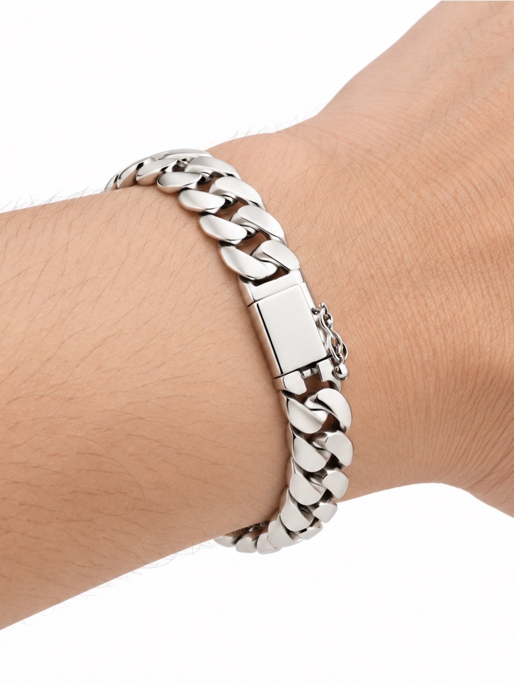 Stainless Steel Men's Cuban Link Bracelet - Silver